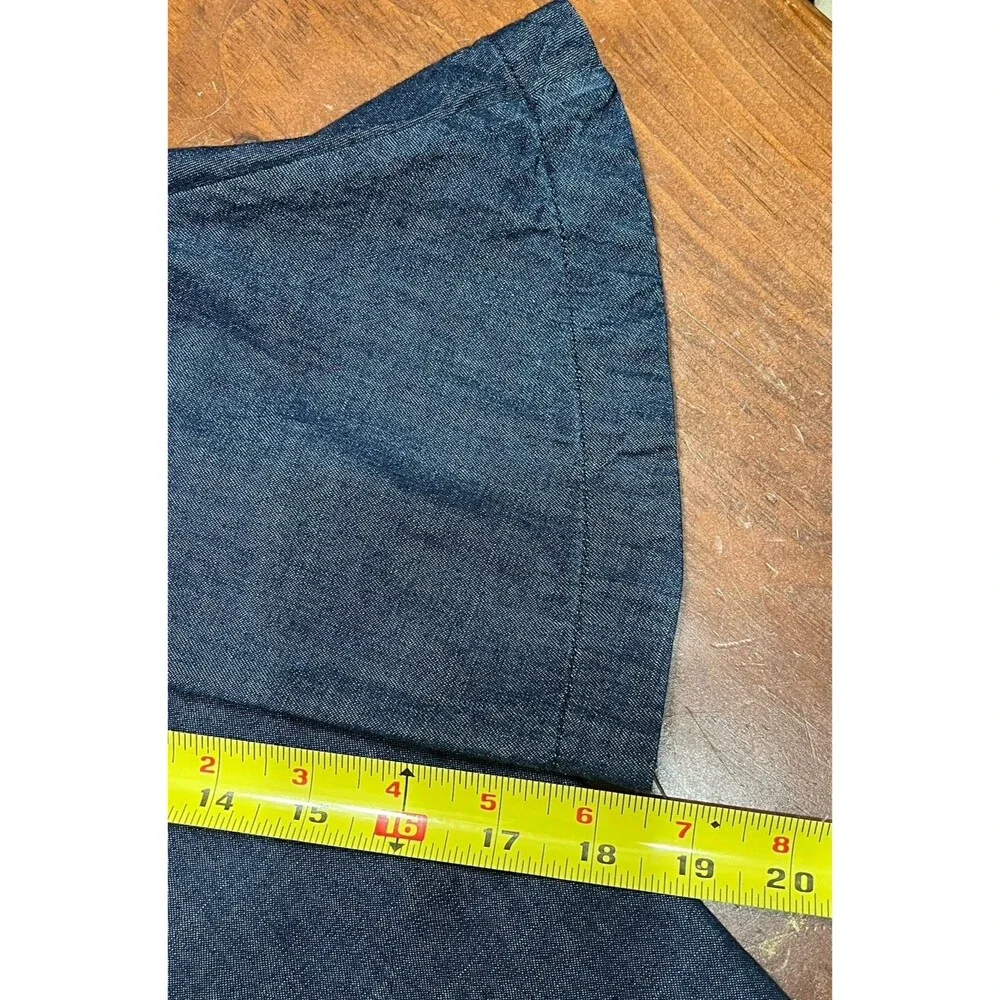 Draper James Denim Blue Chambray Ruffle Shift Dress Sz 8 Western Preppy Church - Picture 13 of 16